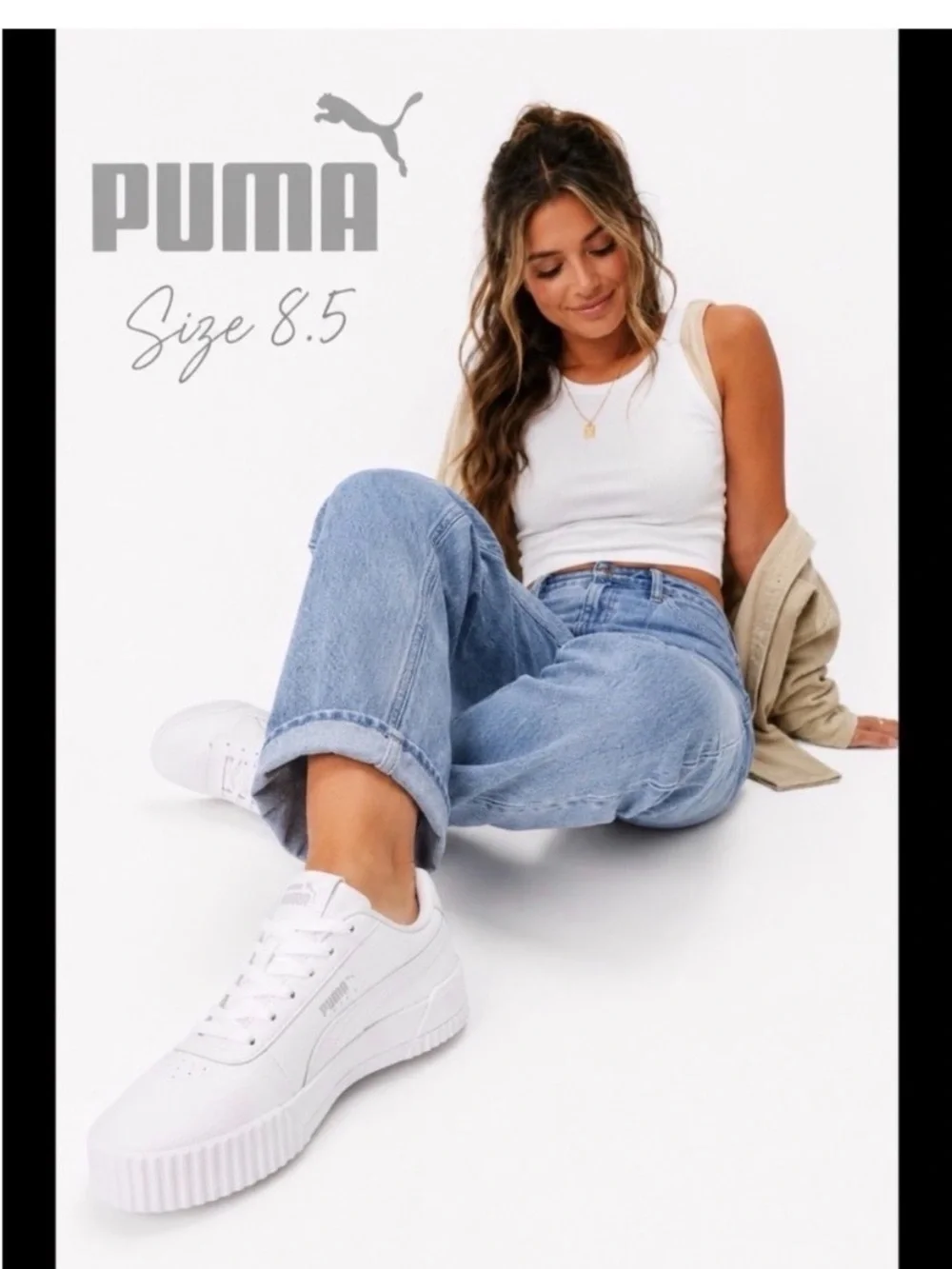 PUMA White Platform Sneakers Size 8.5